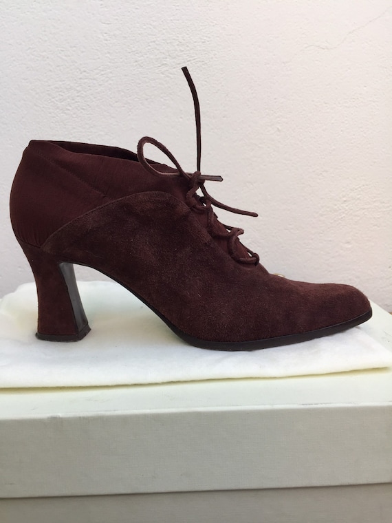 ANKLE BOOTS SUEDE Vintage burgundy ankle boots Fas