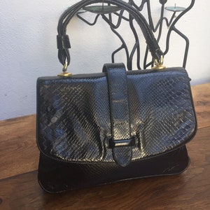 LEATHER MINI HANDBAG | Handbag printed crocodile | Tuscan craftsmanship | Florentine craftsmanship | vintage handbag | leather bag | black leather