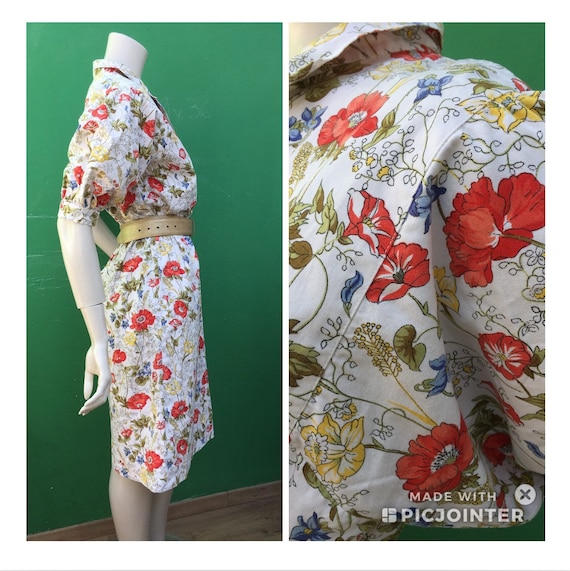 Cotton FLORAL DRESS Sartorial cotton dress Handmad