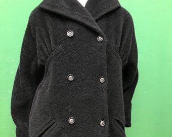 MAX MARA VINTAGE Coat | Vintage Anthracite Alpaca coat | Fashion vintage Max Mara Coat | Luxury vintage Coat | Rare vintage wool coat