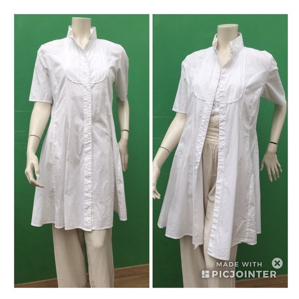 A/1 F/1 WHITE CHEMISIER BLAZER | Fashion Cotton shirt dress | 90s vintage shirt dress | Cotton Blazer shirt dress |Vintage Dress