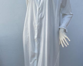 a/1 VINTAGE NIGHT SHIRT/ Praire Dress|Fashion Vintage Praire dress|White cotton |Embroidered vintage chemisier|Button up Hippie Boho