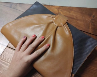 LEATHER VINTAGE POUCH | Big Fashion folder | Rare clutch bag | Vintage briefcase | Fashion pouch | Secretary bag