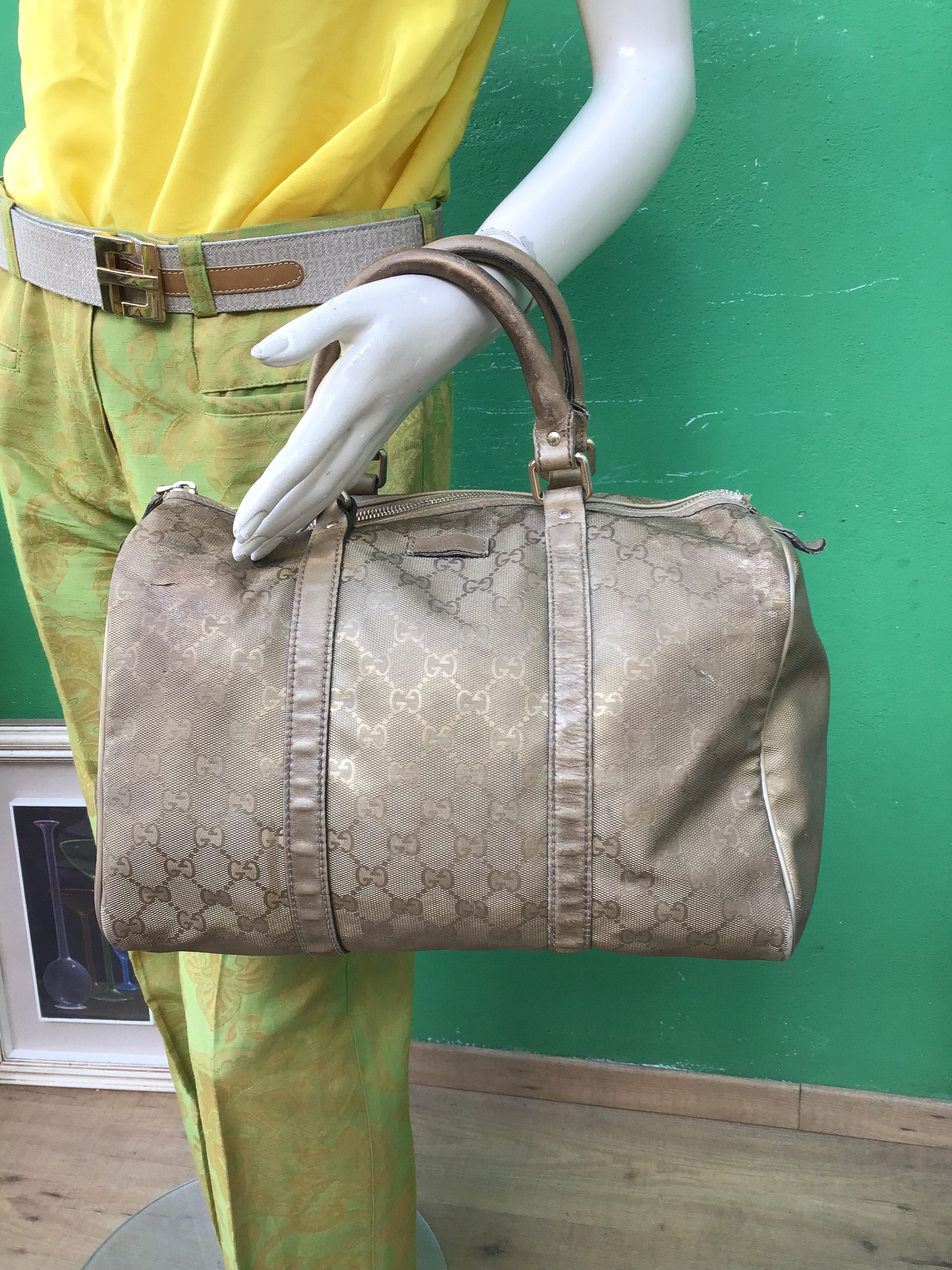 Gucci web boston store bag black