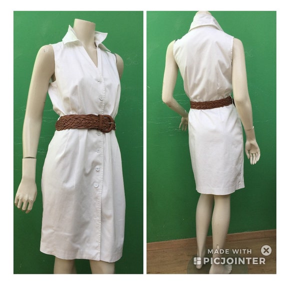 WHITE COTTON CHEMISIER Calvin Klein dress 90s Whit