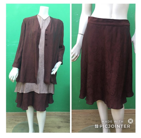 Fashion SILK SET DRESS Vintage silk set three-piec
