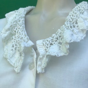 VINTAGE COTTON SHIRT| White lace blouseBlouse with crochet details| cotton blouse with puff sleeves| Vintage blouse with puff sleeves