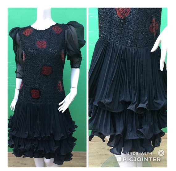 EMBROIDERY SILK DRESS | Mariella Bura Puff sleeve… - image 5