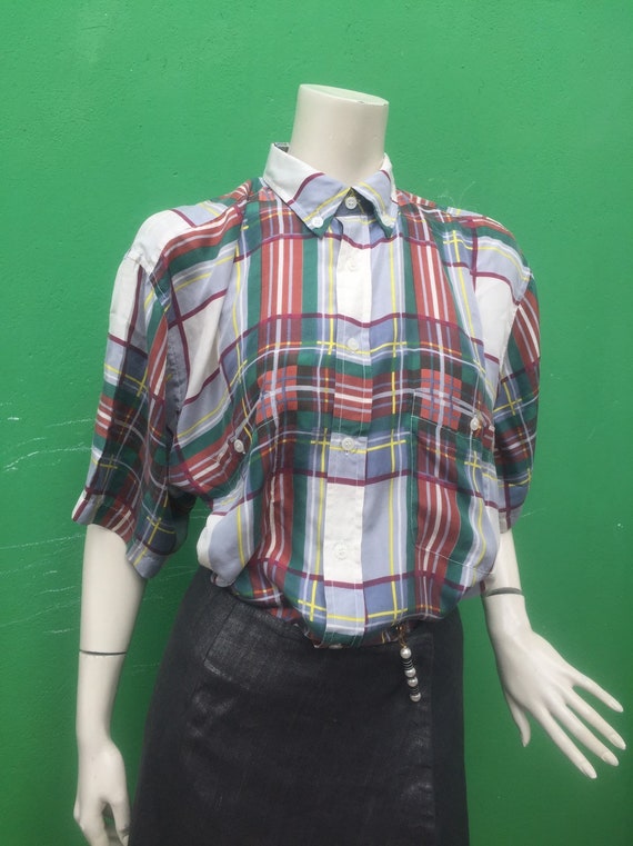 DEADSTOCK SILK T-SHIRT | Plaid silk shirt | Vinta… - image 1