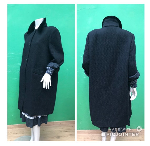 BROCADE WOOL OVERCOAT Black wool coat Fashion broc
