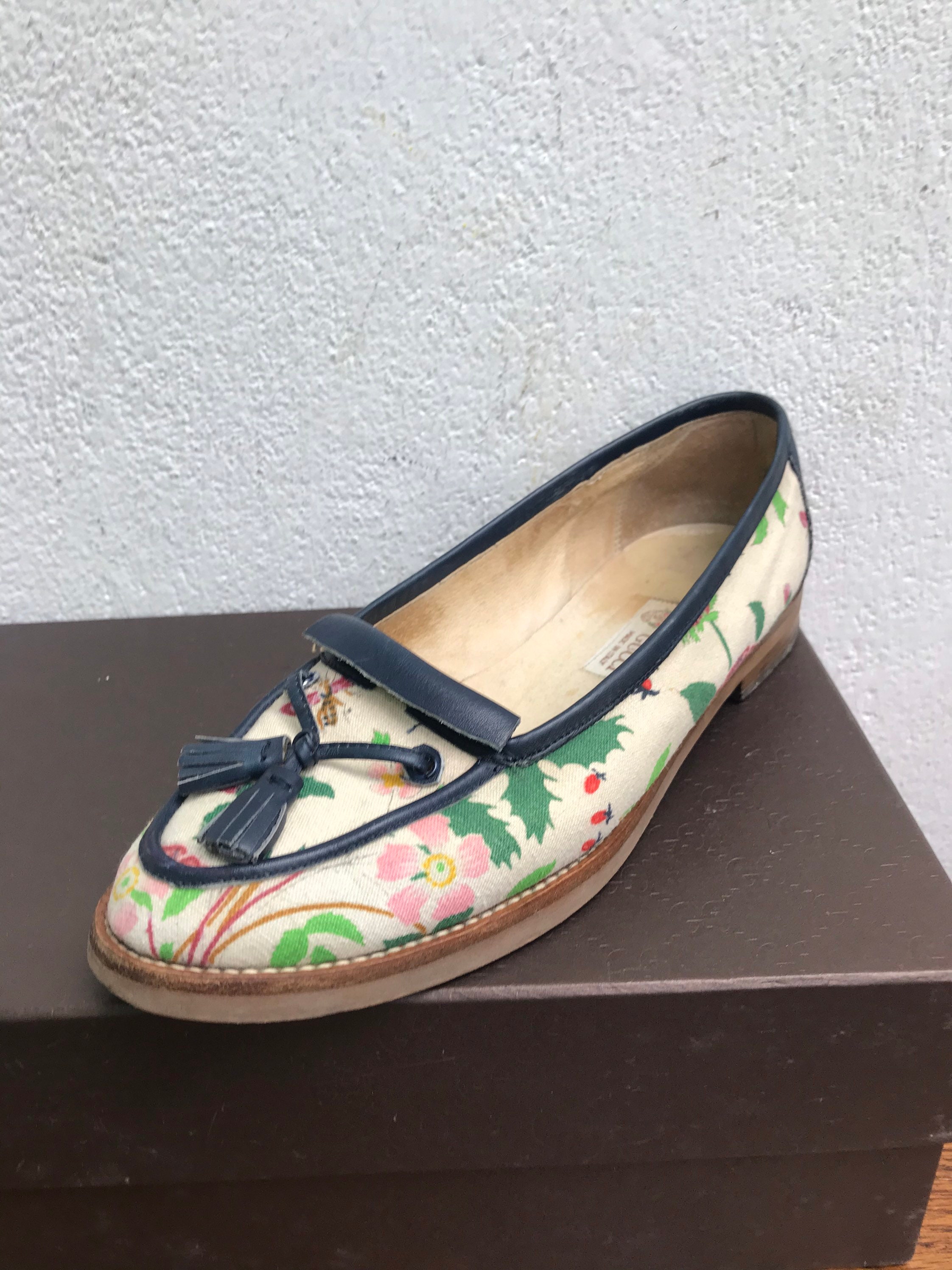 GUCCI FLORAL LOAFERS Vintage Gucci Loafers 37 Gucci - Etsy