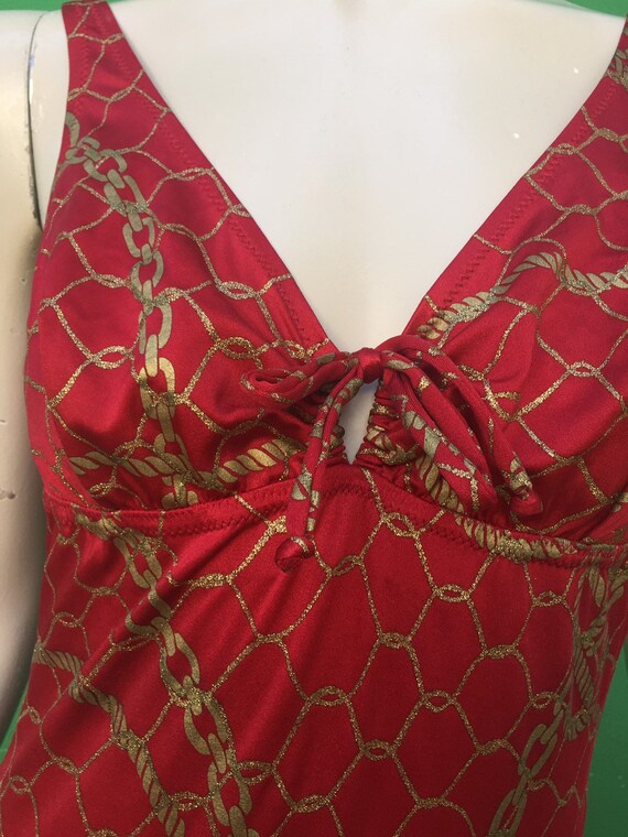 RED VINTAGE SWIMSUIT | 90s Swimsuit| Baroque Swim… - image 3