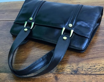 BLACK LEATHER HANDBAG | Fashion vintage Luxury handbag | Florentine craftsmanship vintage handbag | Leather handbag