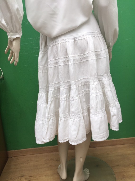 A/1 WHITE COTTON SKIRT | Long flounced skirt| Whi… - image 8