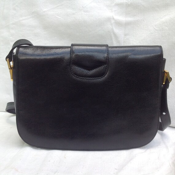 LUXURY ITALIAN BAG Luxury 80s black leather shoul… - image 4