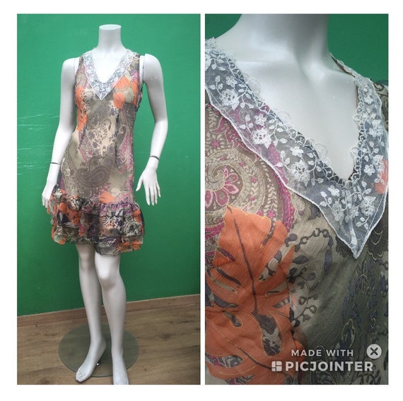 SILK FLORAL DRESS Floral tailoring dress Handmade