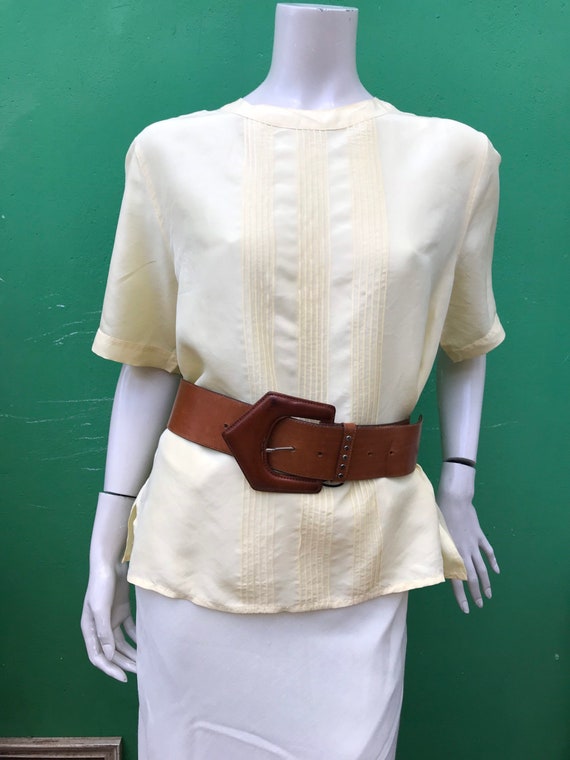 VINTAGE-SHORT SLEEVED Silk Blouse| Fashion Silk B… - image 1