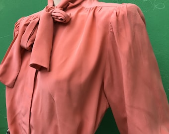 SILK Tailoring VINTAGE BLOUSE|Handmade Rose/copper silk blouse|Tailoring silk blouse|Fashion vintage silk blouse| Tailoring silk blouse|Luxury