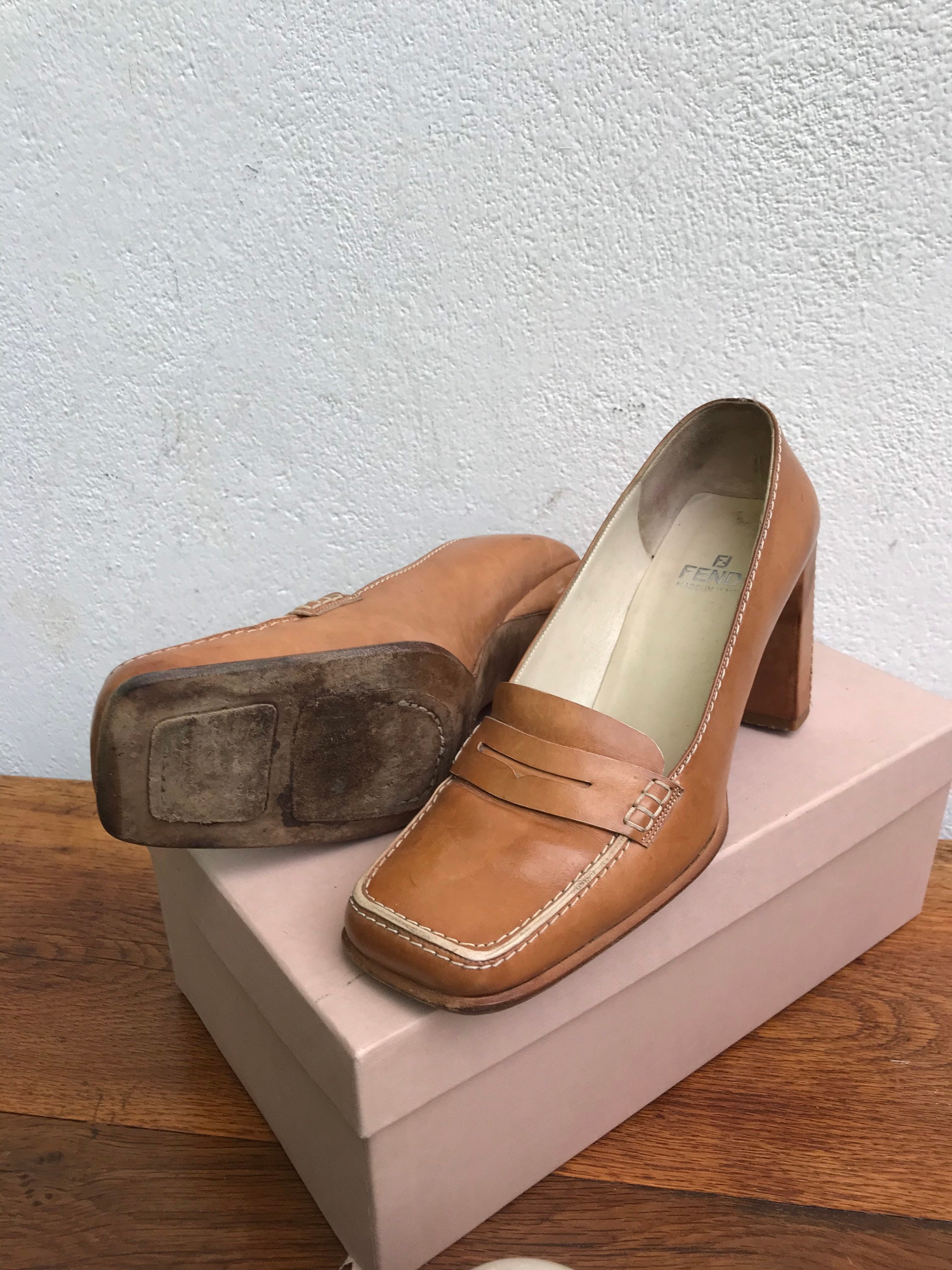 FENDI LEATHER LOAFERS Fendi Loafers 70s Vintage Fendi | Etsy