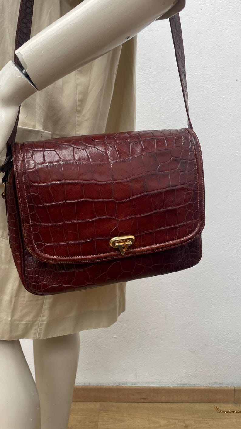 VALENTINO GARAVANI schoudertas | Tas van leer met krokodillenprint | Tas van reliëfleder | Valentino Garavani schoudertas | Valentino voor verzamelaars afbeelding 4