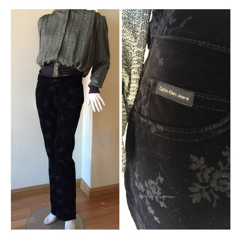 calvin klein black velvet pants