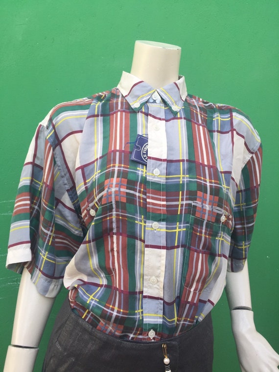 DEADSTOCK SILK T-SHIRT | Plaid silk shirt | Vinta… - image 8