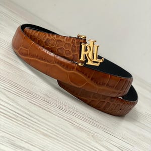 Lauren Ralph Lauren Ladies Croc-embossed Belt RLL Buckle  display picture 2