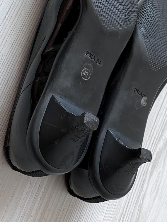 PRADA Sport Vintage Heels Buckle Linea Rossa Rubber Sole Kitten