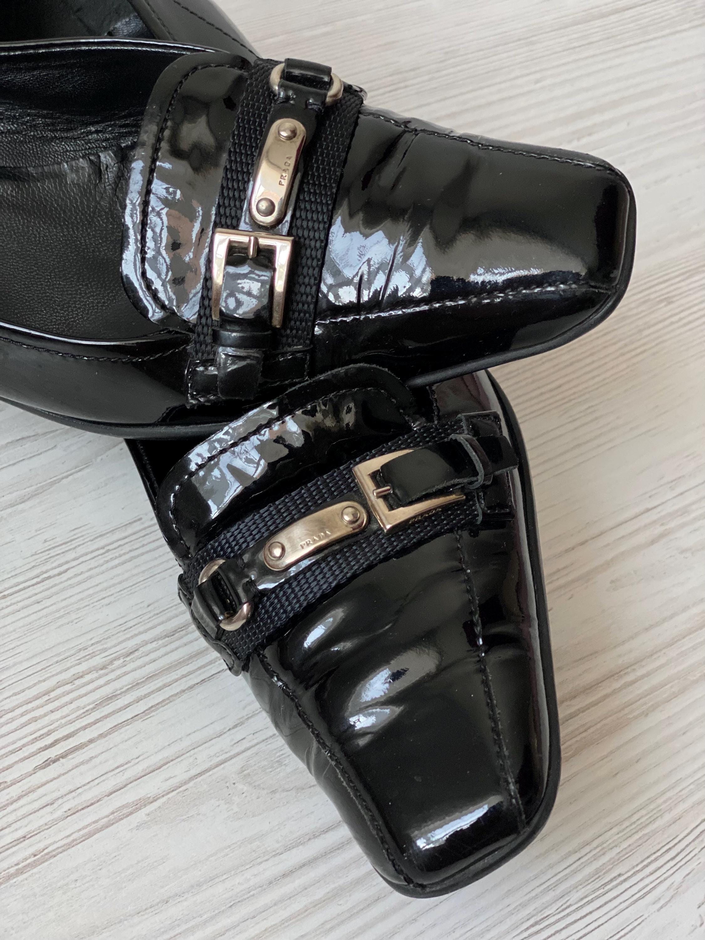 PRADA Sport Vintage Heels Buckle Linea Rossa Rubber Sole Kitten
