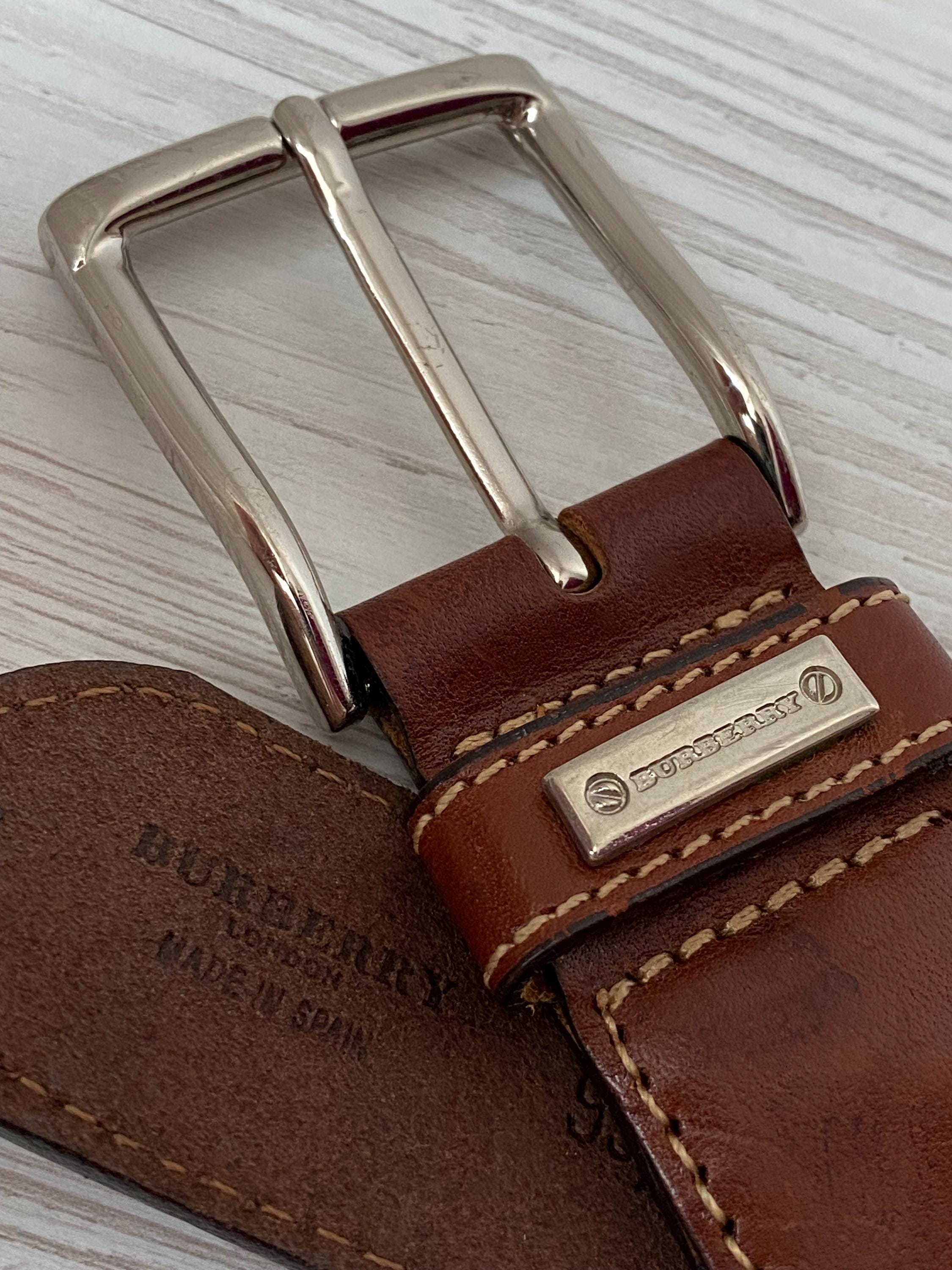 BURBERRY London Elastic Belt With Genuine Leather Trim Dark Blue