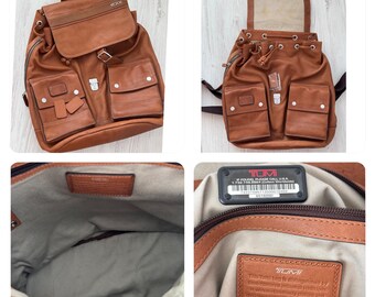 TUMI X Ducati Backpack With Patches Genuine Leather Brown Color