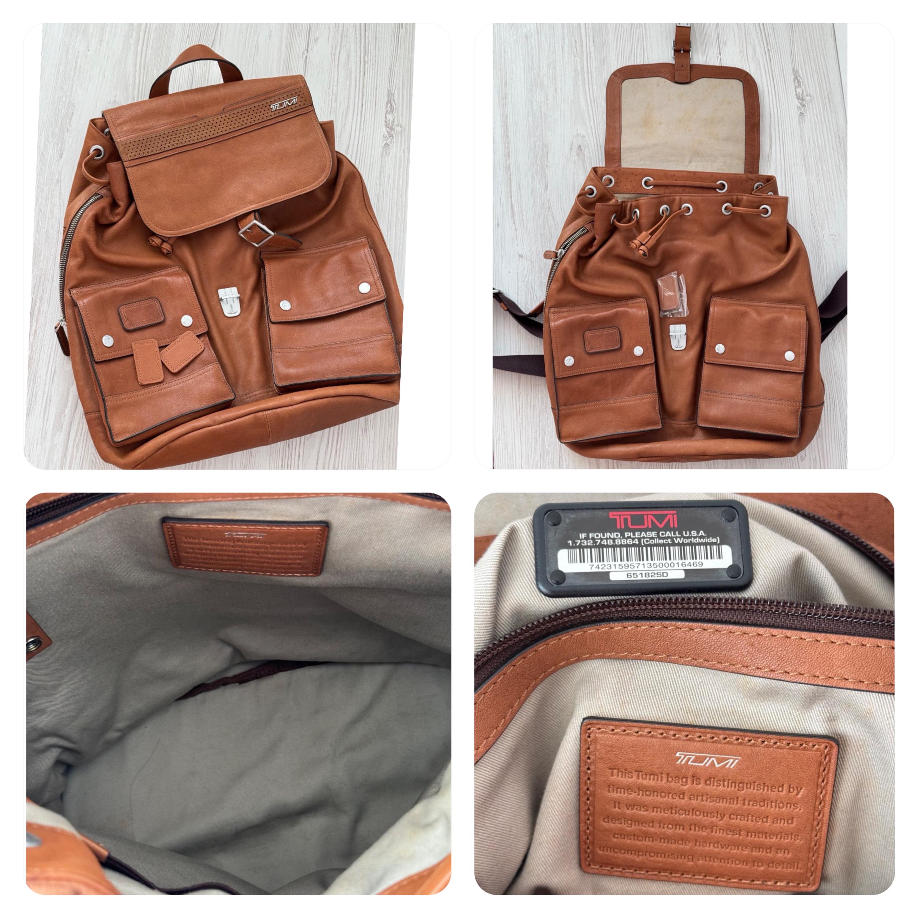 TUMI X Ducati Backpack With Patches Genuine Leather Brown Color