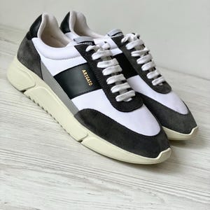 AXEL ARIGATO Genesis Vintage Runner Sneakers Unisex Shoes Size Eu 41 Us 8 Genuine Suede Leather 27 cm White Grey Black Color Luxury Portugal