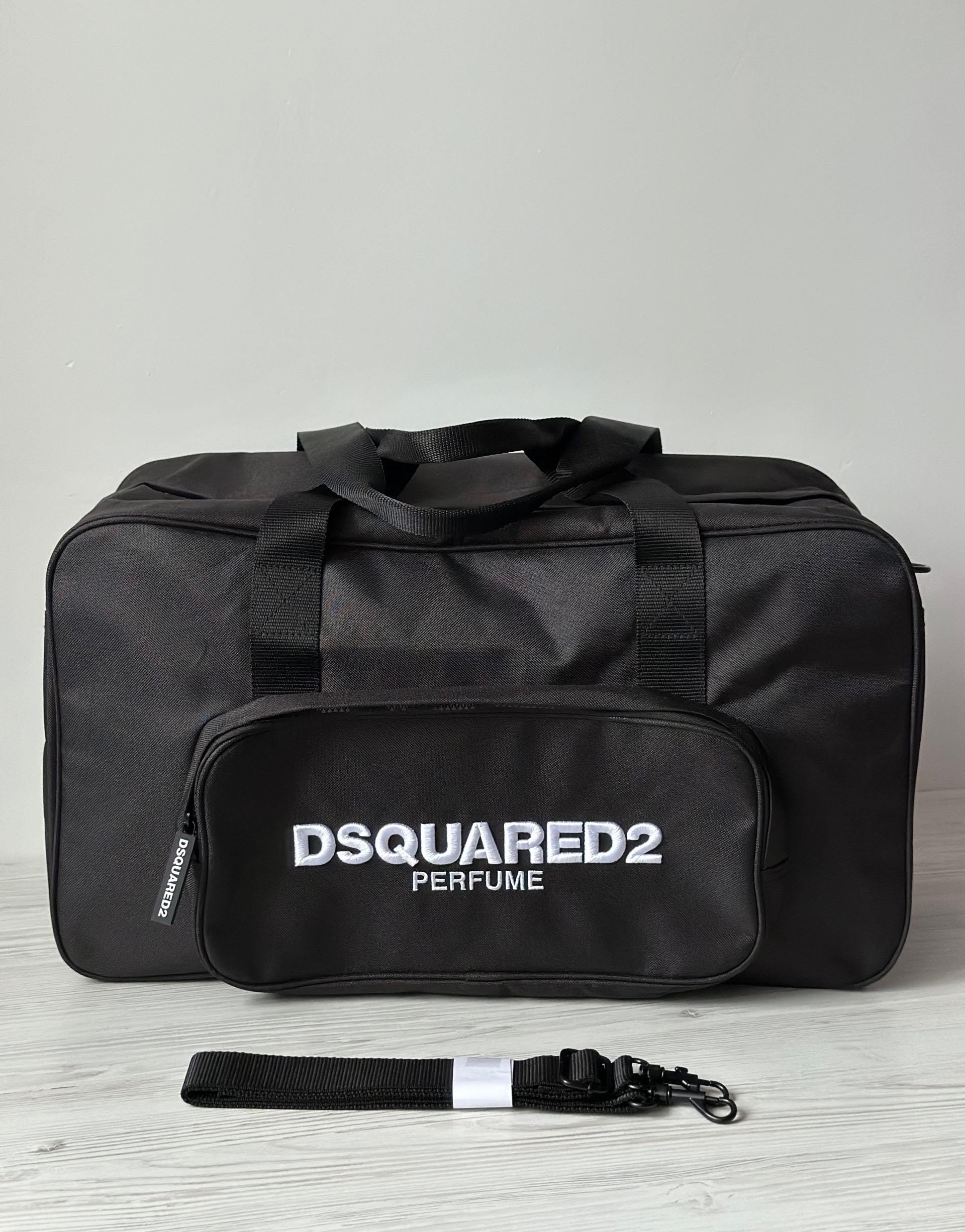 Dsquared2 Perfume Nylon Duffle Travel Bag Black Color Large Size 