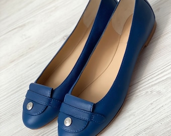 Longchamp Paris Ballet Flats loafers leather women shoes Genuine Leather Italy 23 cm Luxury