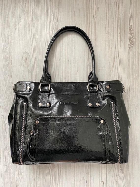 Longchamp Paris patent genuine leather Bag Tote l… - image 8