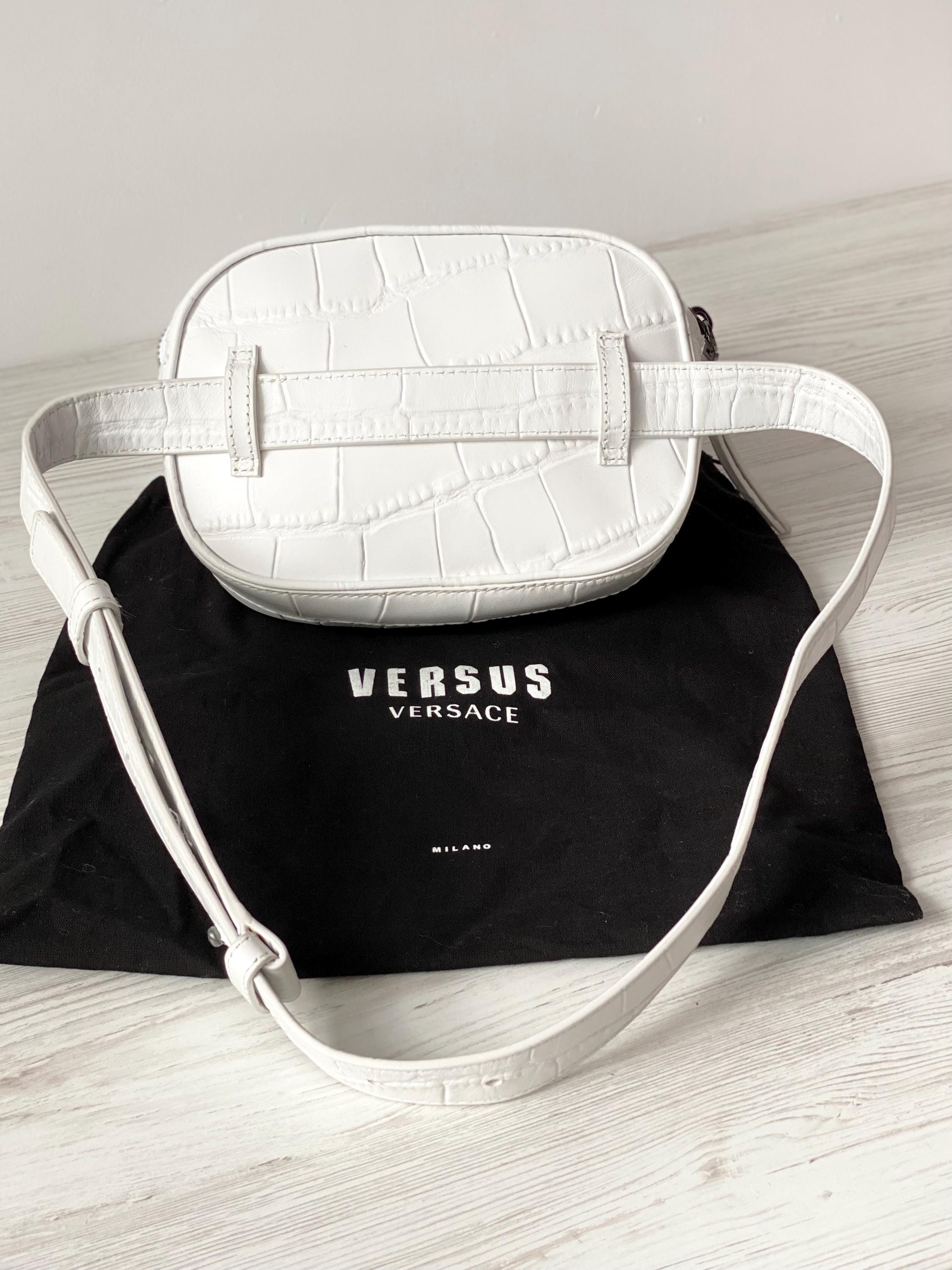 Gianni Versace Milano Versus Belt Bag Genuine Leather Italy Croc 