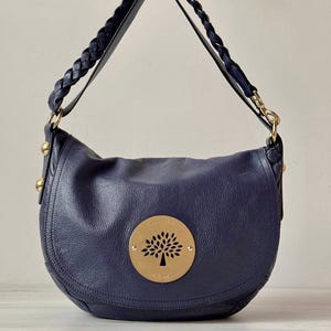 Mulberry Daria Satchel Hobo Woman Bag Genuine Leather Handbag Shoulder Dark Violet Color Luxury