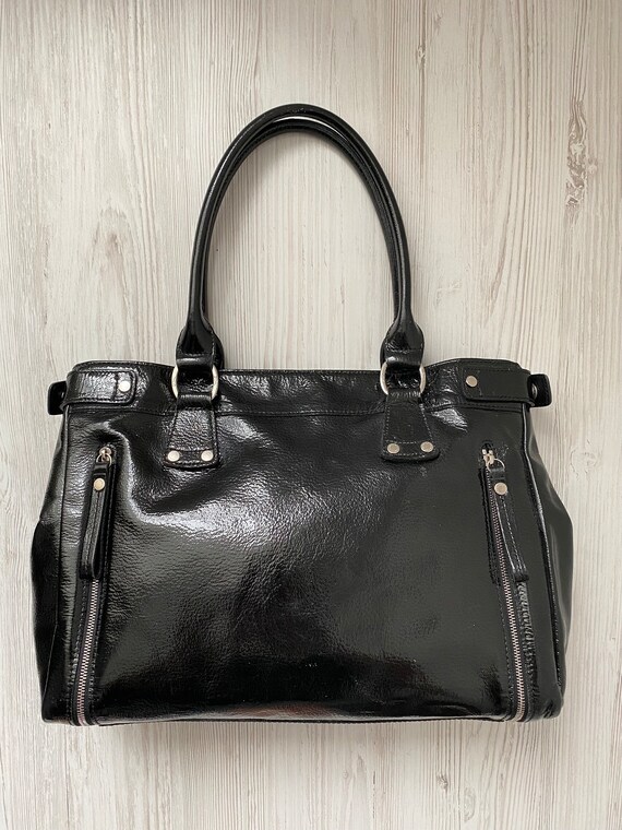 Longchamp Paris patent genuine leather Bag Tote l… - image 9