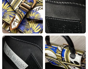 Gianni Versace Versus Heritage Border Print Iconic Buckle Satchel