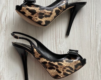 Dolce & Gabbana Heels 14777 Black Leopard Print Patent