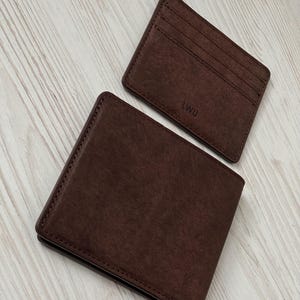 Carteira LWU Inglaterra com porta-cartões Premium Couro Genuíno Marrom Escuro cor masculina Luxo Novo