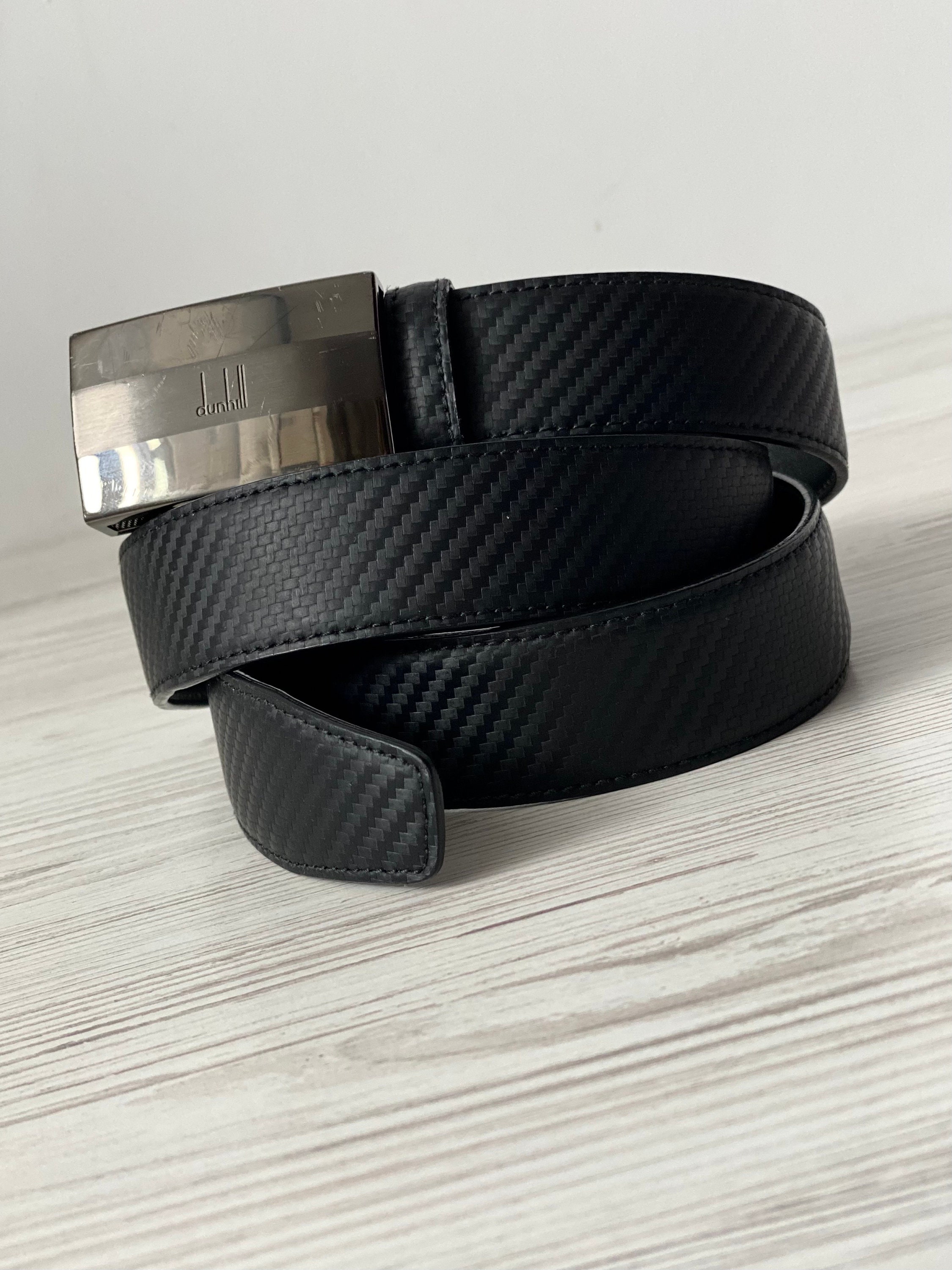 Dunhill Automatic Racing Metal Buckle Carbon Fibre Genuine Leather 