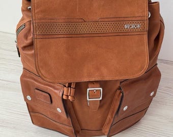 TUMI X Ducati Backpack With Patches Genuine Leather Brown Color