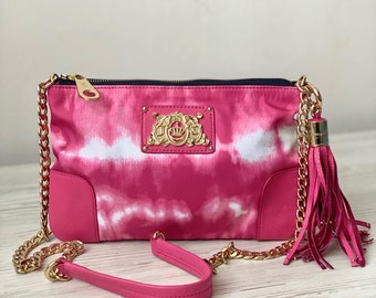 Juicy Couture Crossbody bag pink color Shoulder Bag with genuine leather trim woman Vintage USA