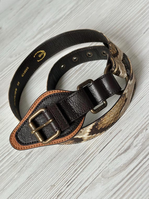 roberto cavalli ベルト Leather belt with Monogram Mirror Snake in Black for Women