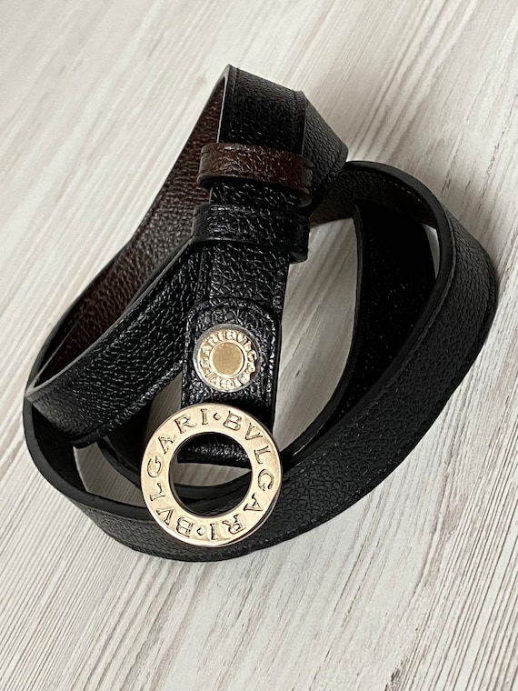 BVLGARI Reversible Belt Black Brown Color Genuine Leather Vintage