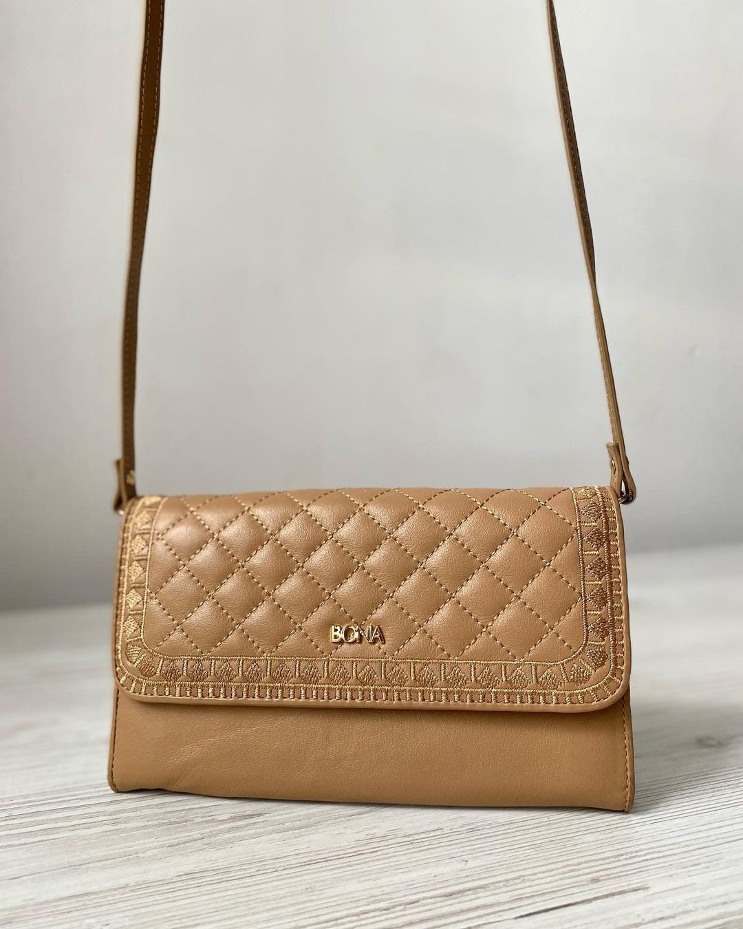 DKNY Beige Quilted Cross Body Bag, Gently Used