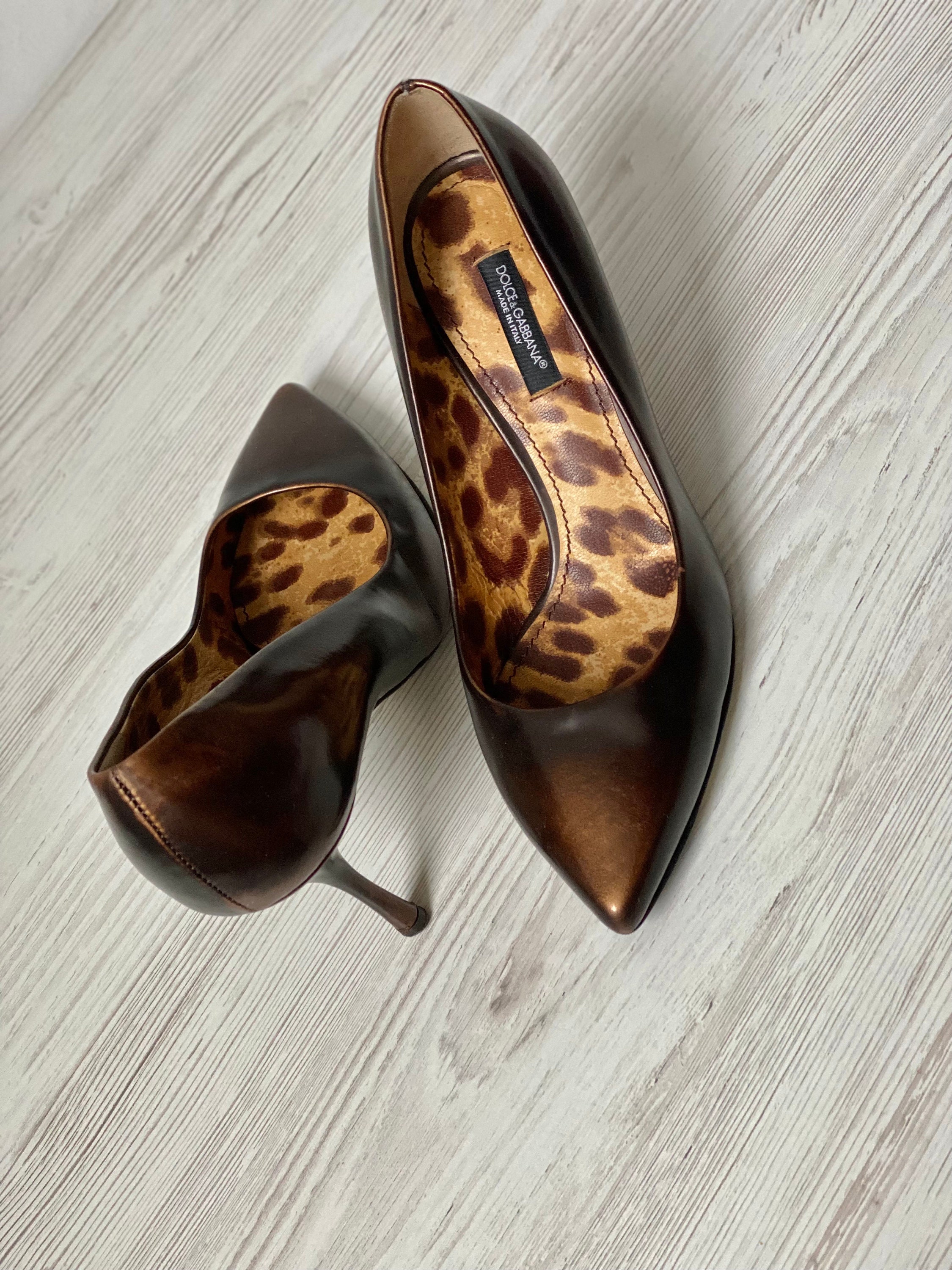 Dolce & Gabbana Heels 9463 Brown Genuine Leather Platform Sandals