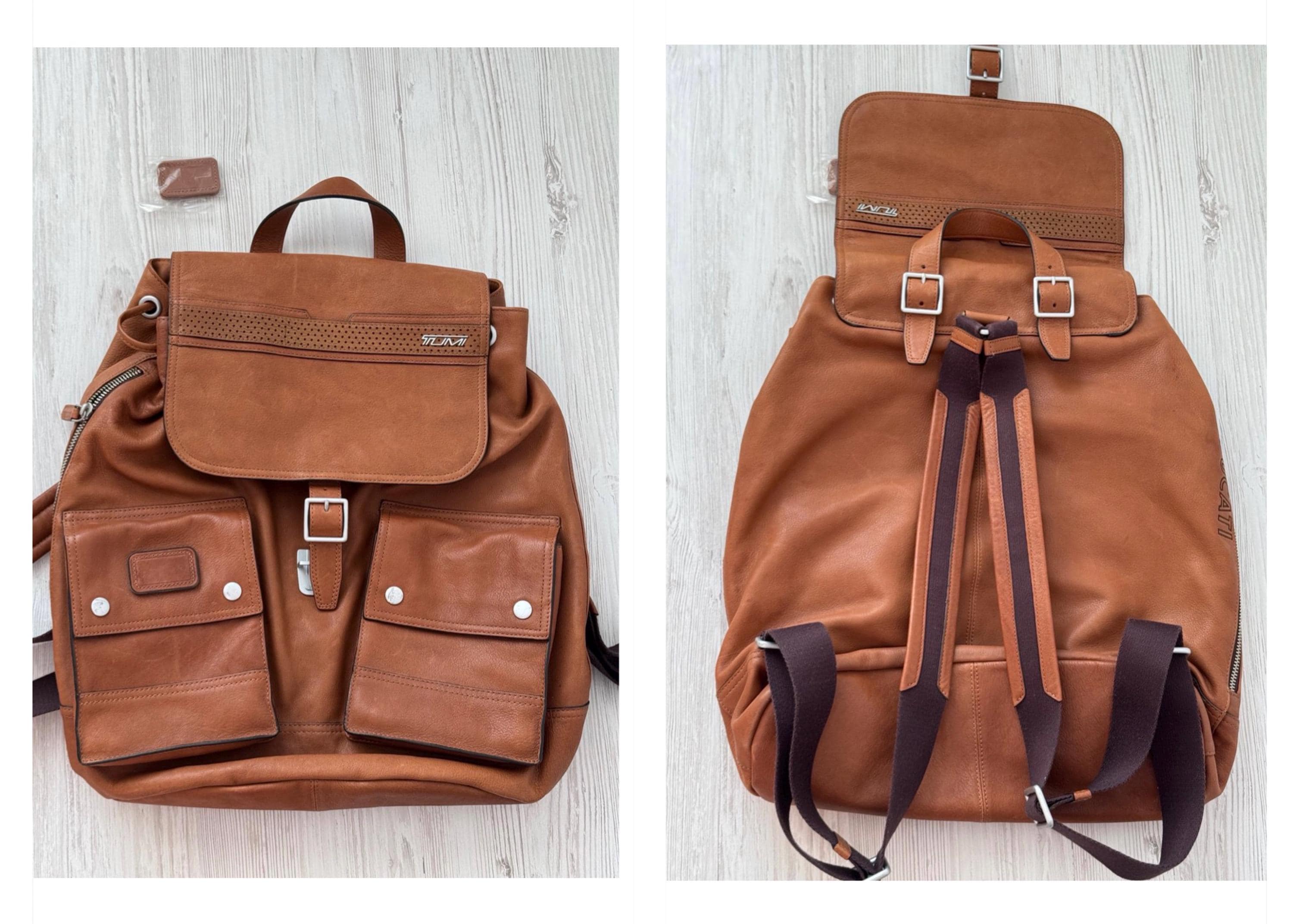 TUMI X Ducati Backpack With Patches Genuine Leather Brown Color